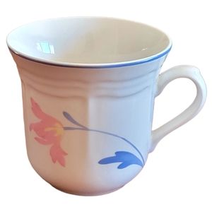 1 Vtg Flat Cup Avonlea Pink Yellow Flower Blue Leaves & Trim
